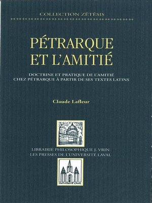 cover image of Pétrarque et l'amitié